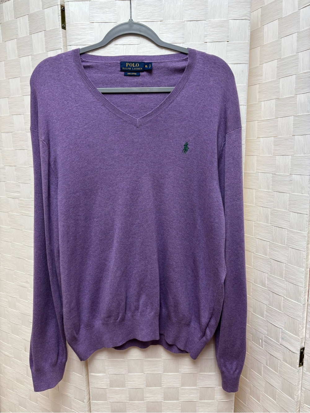 Polo by Ralph Lauren Men's V-Neck Sweater - Purple XL